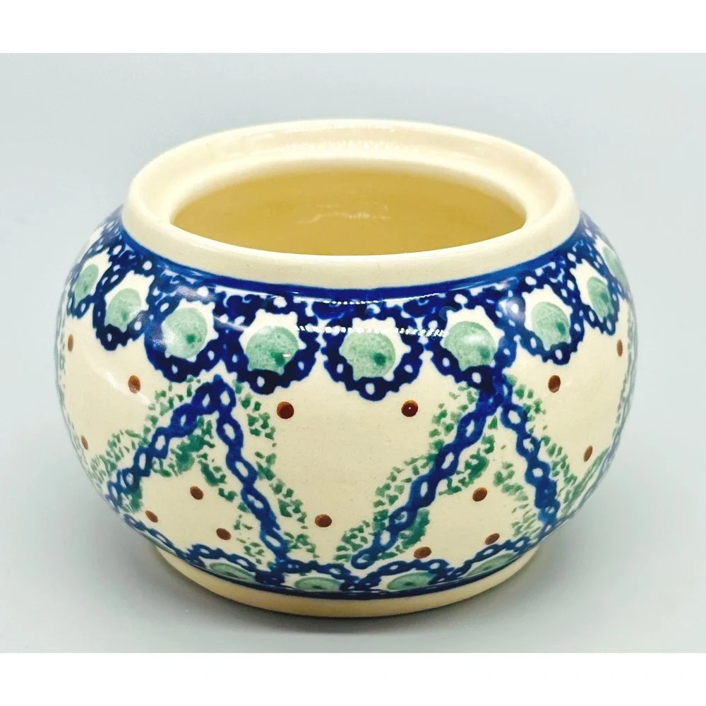 Boleslawiec Creamer and Sugar Bowl Set Mediterranean Wave Polish Pottery‎